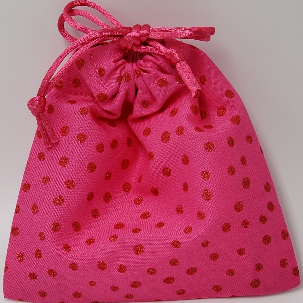 BRAND NEW 6 - 5x5 FUCHSIA GLITTER DRAWSTRING BAGS